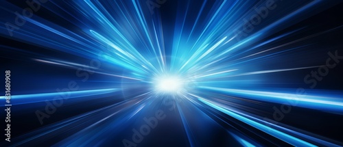 Abstract blue light beams radiating from a central point.