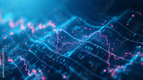 Abstract background with digital chart, Stock market graph, financial statistics, data exchange, economic trends, and trading analysis