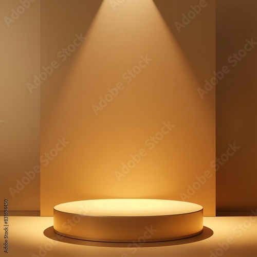 Elegant Golden Pedestal with Spotlight in Minimalist Setting