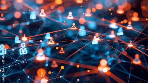A closeup of a group of user avatars floating within a web of connections demonstrating the interconnectedness of a Web3 social network.