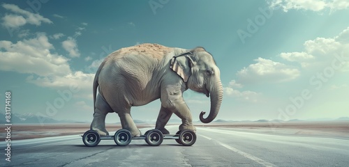 Elephant goes on rollers