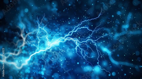 Bright bursts of lightning create vibrant connections between multiple branches of the blockchain enhancing its efficiency and effectiveness.