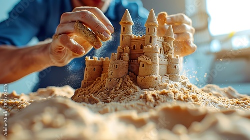 Concept of play and creativity, Man building a sandcastle