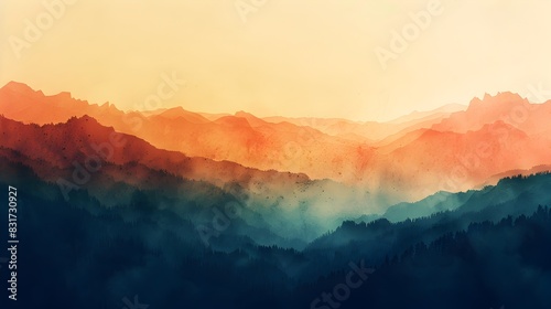 Awe Inspiring Mountainous Landscape in Warm Hues of Sunset