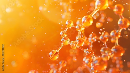 Mesmerizing Pentagonal Molecule Adrift in a Vibrant Tangerine Dreamscape