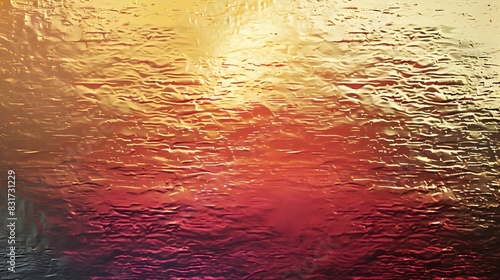 Shimmering Metallic Gradient Abstract Texture of Vivid Sunset Colors and Ethereal Light Reflection