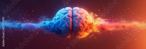 Abstract Illustration of Emotional and Behavioral Changes Due to CTE with Melting Brain Design in Bright and Dark Colors