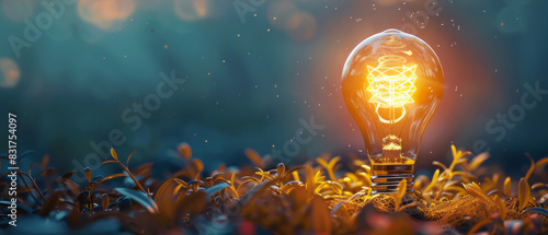 Bright idea for business growth concept, business strategy marketing plan idea. light bulb. Generative AI.