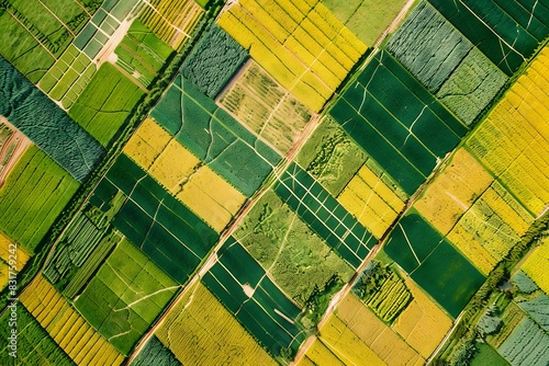 A patchwork of fields seen from above, resembling a QR code