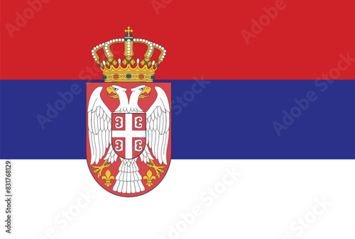 The flag of Serbia. Flag icon. Standard color. Vector illustration. 