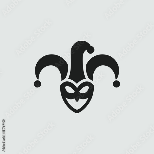 jester hat clown humor circus funny logo vector illustration template design