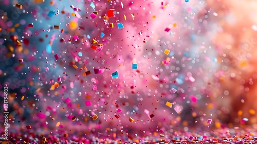 a birthday confetti explosion on a bright pink background