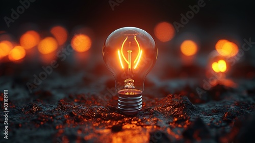Luminous Concept: Standout Lightbulb Among Shutdown Ones
