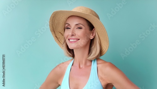 Woman enjoying summer in straw hat 