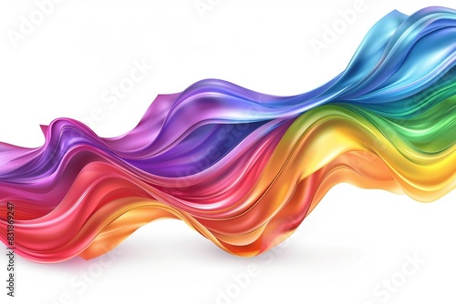 A colorful wave of liquid on a white background, great for abstract art or design concepts