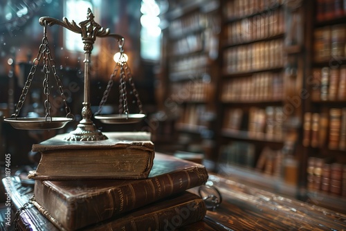 Justice scale on stack of books
