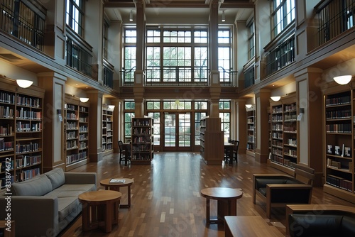 Library with numerous books on shelves