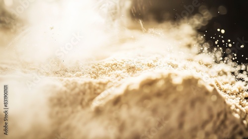 Pharmaceutical powder being sifted, close-up, fine particles, sharp detail, soft backlight 