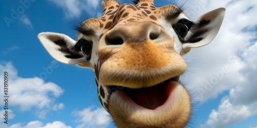 Closeup photo of a giraffes nostrils. Concept Animal photography, Close-up shots, Nature portraits