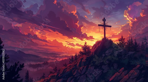Crucifixion Of Jesus Christ - Cross At Sunset