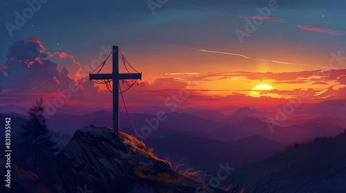 Crucifixion Of Jesus Christ - Cross At Sunset