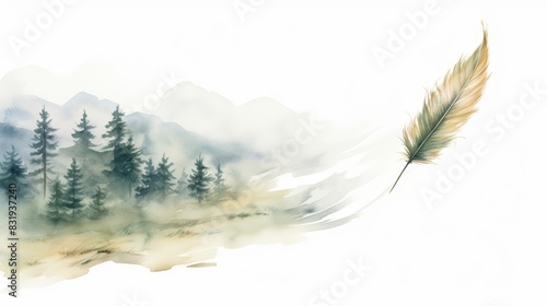 A watercolor of a larch leaf