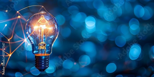 Bright lightbulb symbolizes creativity and innovation in investing in new ideas. Concept Innovative Concepts, Creative Investments, Symbolism of Lightbulb