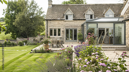 Cotswolds cottage in the English countryside style, modern architecture and design