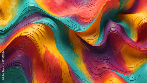 waves painted in oil. abstract wavy background 