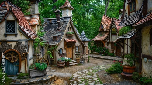A fairy tale village with charming cottages, cobblestone streets, and enchanting characters.