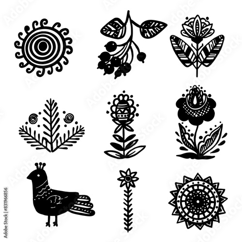 Vector graphic ethnic decorative elements.