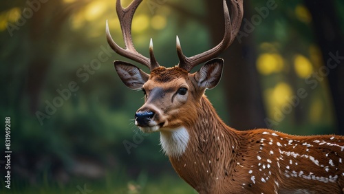closeup wild deer in forest