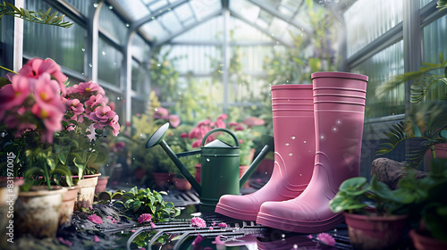 pink flowers in a greenhouse