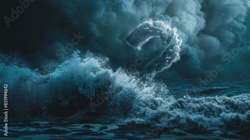 A wave with a question mark shape highlighting the unpredictable nature of the crypto market and the need for strategy in arbitrage trading.