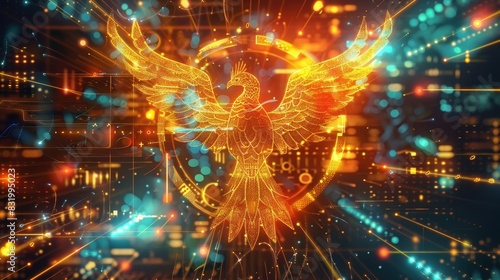 A digital rendering of a phoenix surrounded by various types of cryptocurrency symbols denoting the evolving landscape of digital money.
