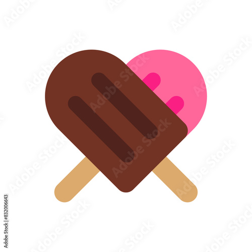 Logo i love popsicle. 2 helados de paleta con forma de corazón