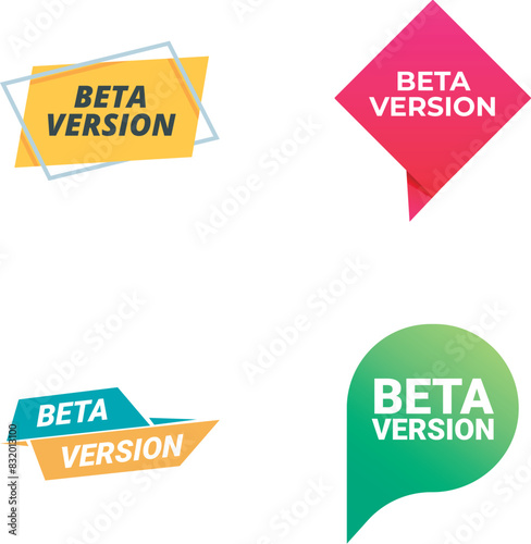 Colorful and modern beta version stickers set for software development and web application testing