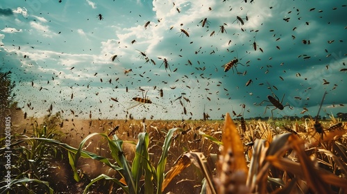 Swarming Locusts Overtake Cornfield in Dramatic Apocalyptic Scene