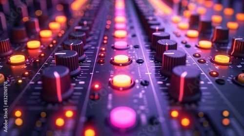 closeup of DJ console in vibrant colors