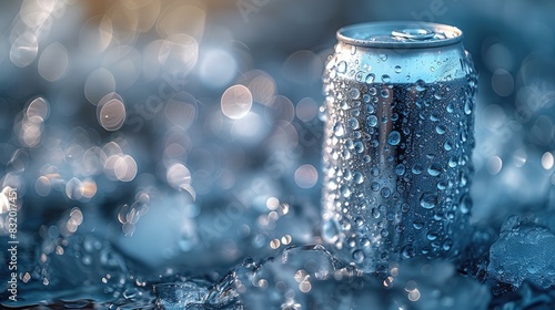 aluminum blank can with water drops