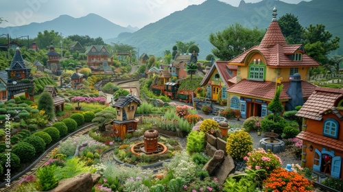 The Ecoland Theme Park in Jeju South Korea a park offering train rides through various themed gardens and natural landscapes