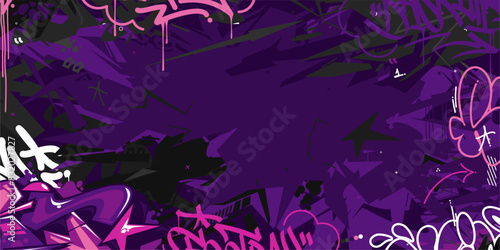 Cool Trendy Abstract Hip Hop Urban Street Art Graffiti Style Vector Illustration Background Template