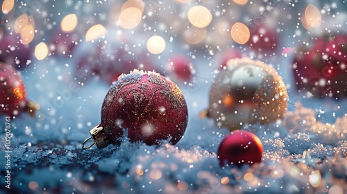 A delightful scene with whimsical snowflakes and vibrant Christmas balls