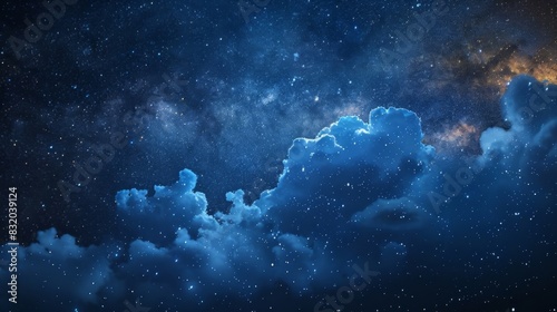 A starry night sky with clouds made of encrypted data alluding to the highlevel privacy and protection of storing your crypto in the cloud.