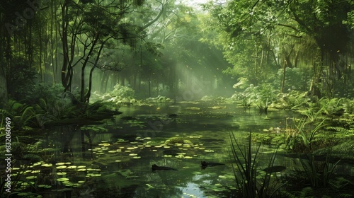 As you navigate through a virtual swamp the warm humidity envelops you and you can hear the croak of frogs and buzzing of insects. The lush greenery and murky waters create an eerie