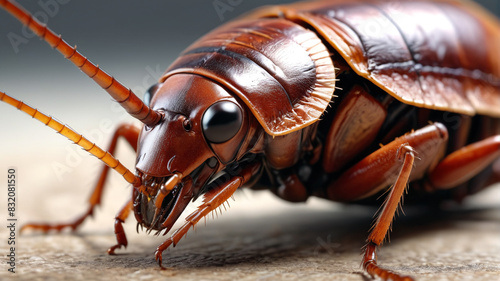 Close-up of a mutated cockroach with strange appendages and unnatural colors, a disturbing sight that induces discomfort, Generative AI