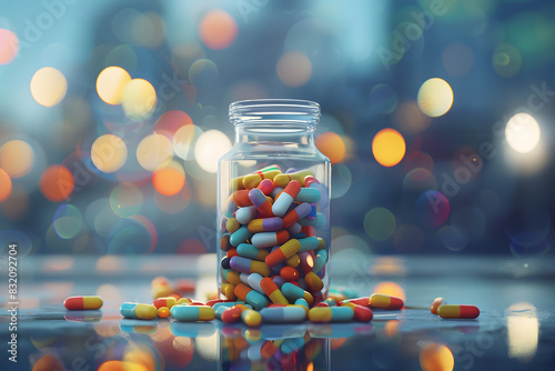 Colorful Medicine Pills, Healthcare Medication, Medical Pills Collection, Pills and Tablets Mix, The Power of Medicine: Pills that Heal and Relieve, Medicine Pills: A Symbol of Hope and Healing