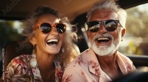 An image of an elderly couple driving together, with their faces artistically blurred to respect privacy