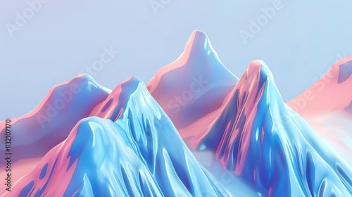 Alpine glaciers vector art flat design front view melting trends theme 3D render Analogous Color Scheme