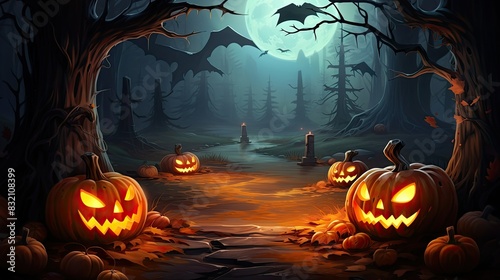 halloween background with spooky pumpkins
